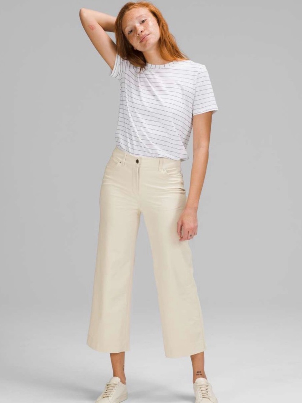 Lululemon City Sleek 5 Pocket Wide-Leg High Rise 7/8 Length Pant White Opal - Picture 1 of 9